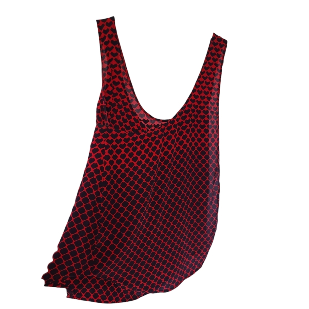 Club Monaco Silk Beaded Heart Tank Top M Red Black Date Night Romantic - Picture 4 of 11